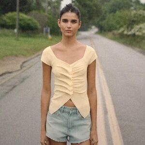 ZARA RUCHED KNIT TOP